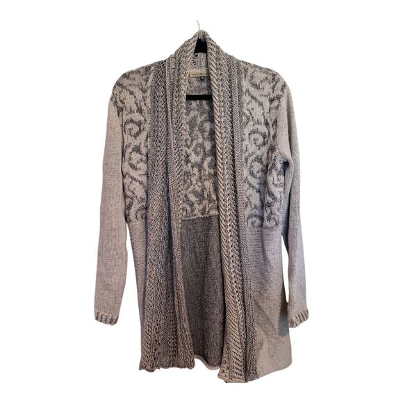 Simply Natural Peru 100% Alpaca Cardigan Sz Medium Open Front Gray Chunky Knit - Picture 1 of 13